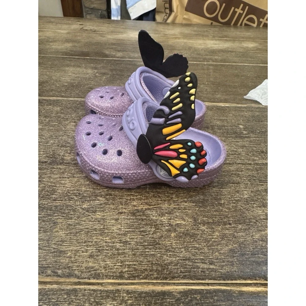 Crocs‎ Classic iAM Butterfly Clog K Girls Size 4 C NEW WITH TAGS! Purple